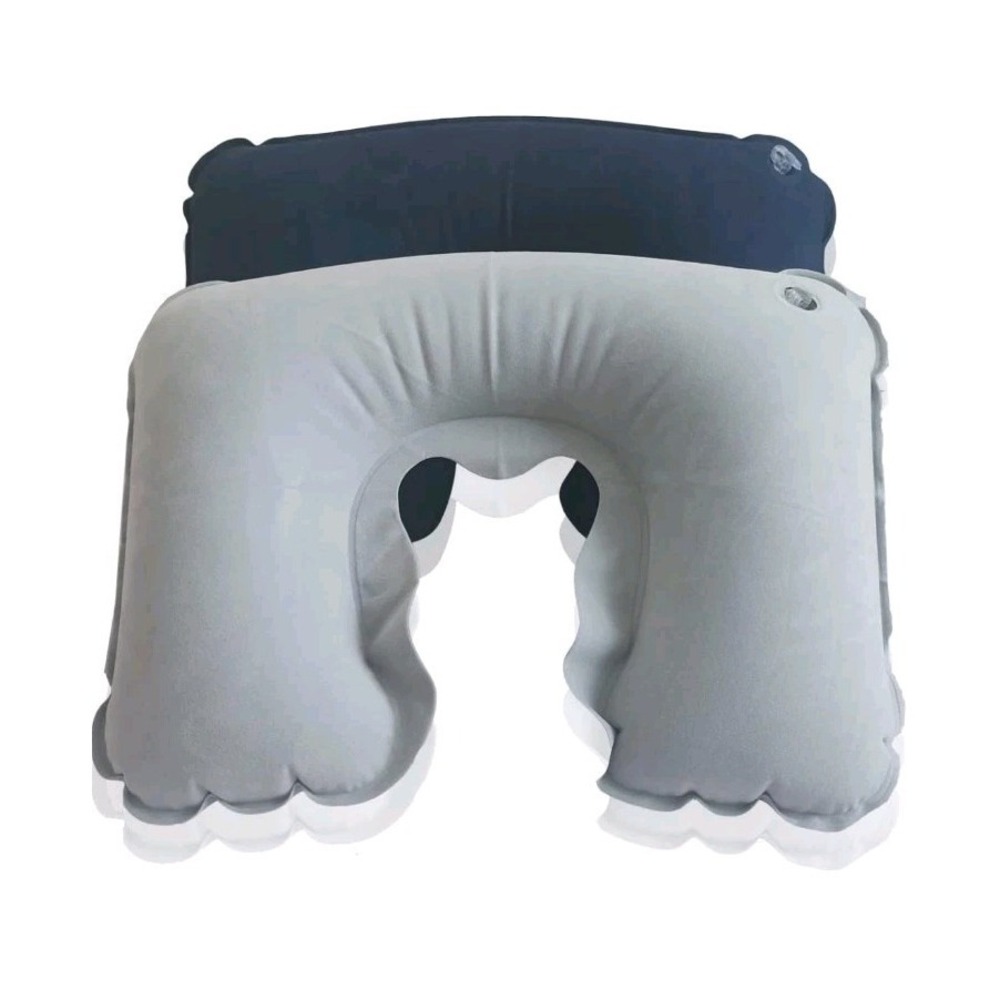 2 Pack U-Shaped Inflatable Travel Neck Pillow Flocked Fabric Air Pillow, Compact
